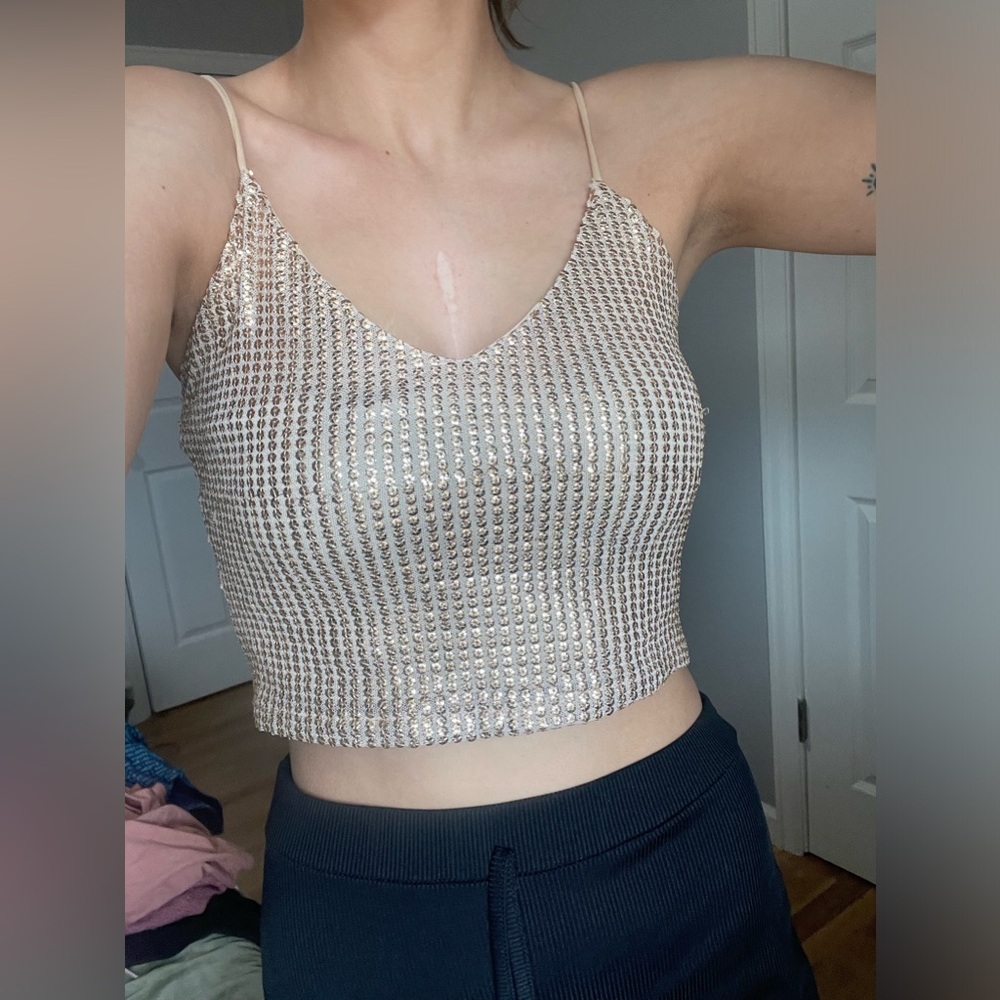 Gold Sequin Crop Top